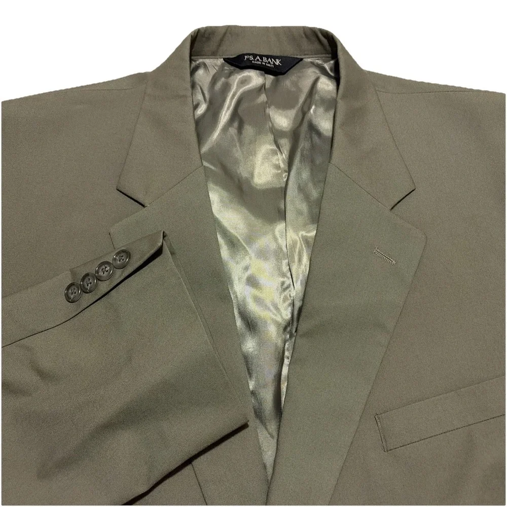 Jos. A. Bank Mens 48L Gray Cotton Polyester Two Piece Suit 43L Pants Solid